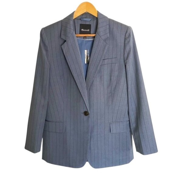 NWT Madewell Single-Breasted Blazer in Yarn-Dyed Pinstripe 8 - Picture 2 of 7